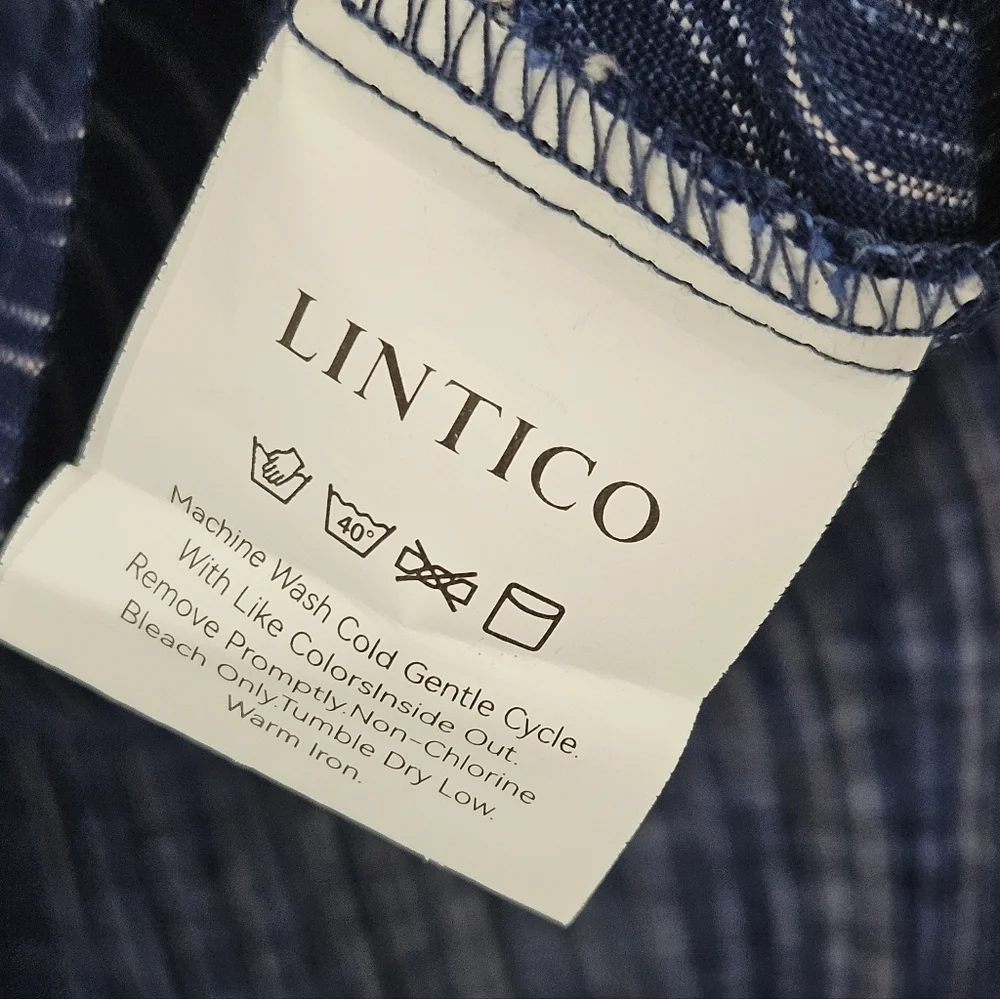 Lintico 100% Linen Florence Top Blue Women's Medium Striped Lagenlook - Picture 11 of 14